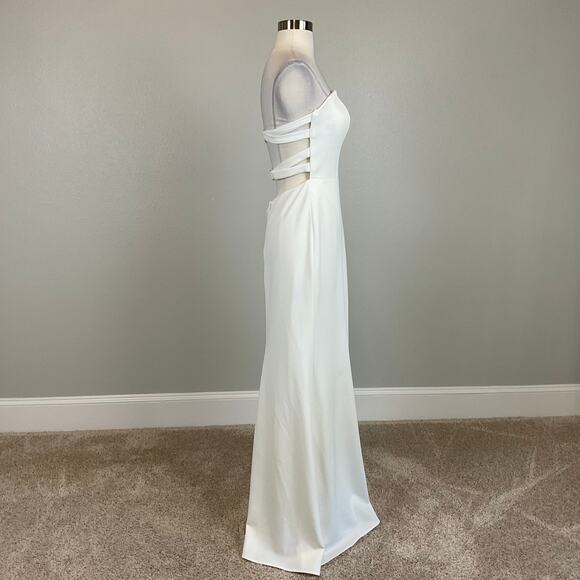 White Strapless Cut Out Back Evening Gown Size 10 Long Formal Dress by AQUA - Picture 4 of 12